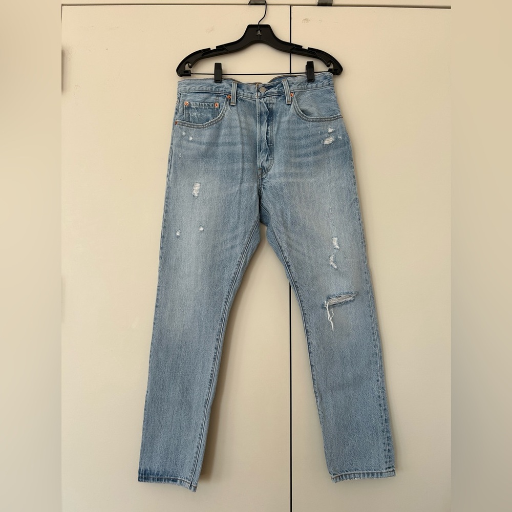 Levi’s premium 501 skinny distressed denim jeans clear minds W32 L30